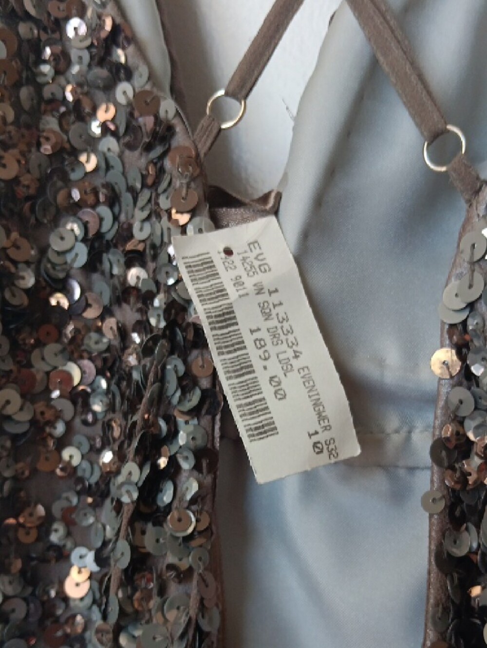 Vintage Scala Metallic Sequin Slip Dress in Bronze-Taupe - Picture 3 of 5